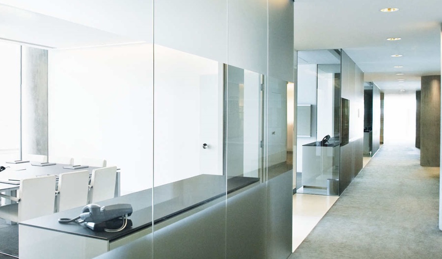 office hallway and meeting room