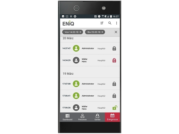 ENiQ App Ereignisse