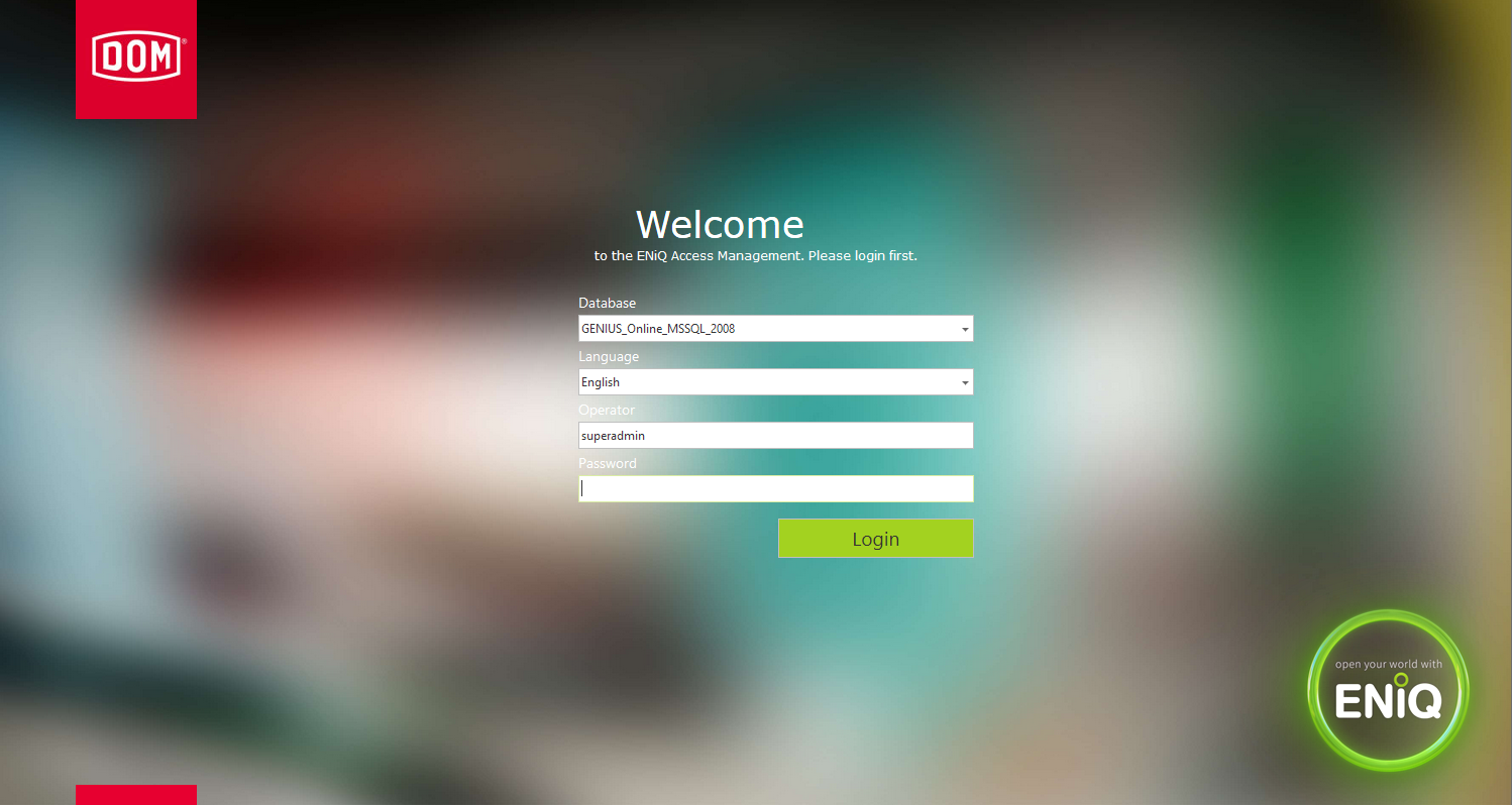 Start of the ENiQ AccessManagement Software