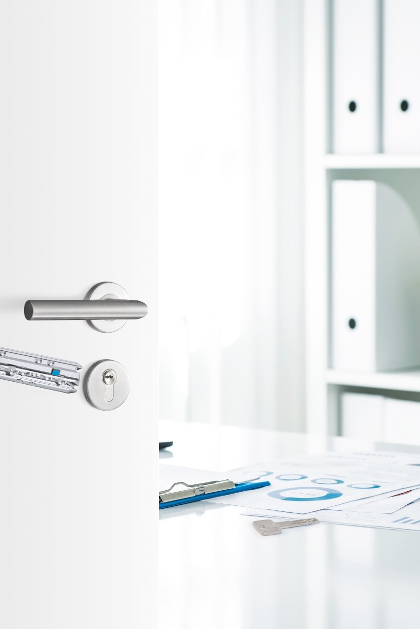 door open with key and office background