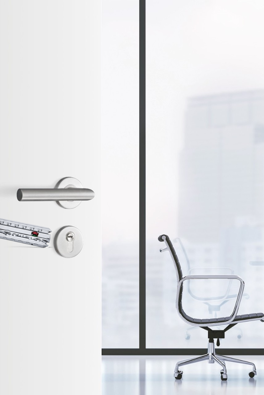 door open with key and office background