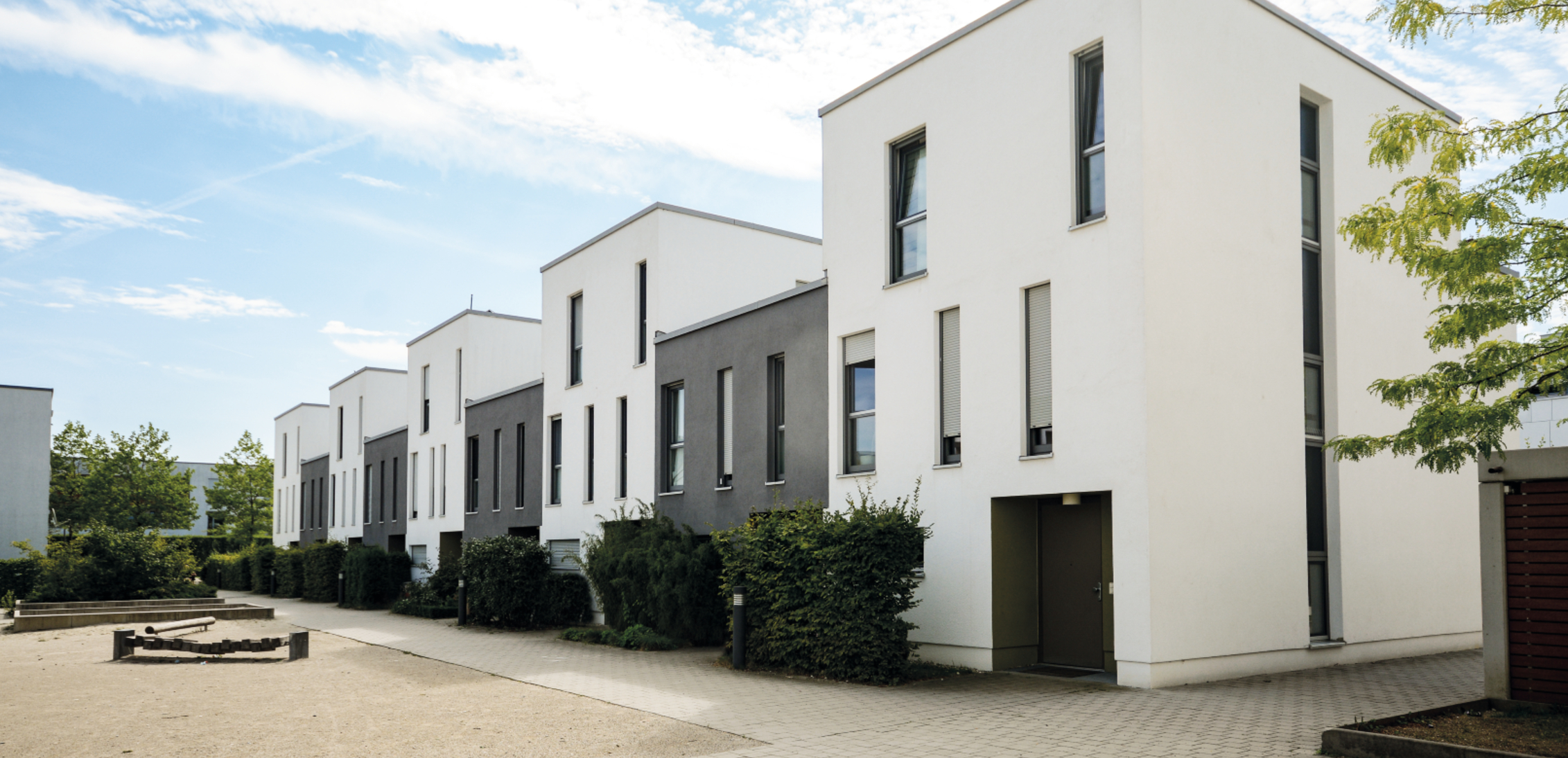 set of similar houses in a row