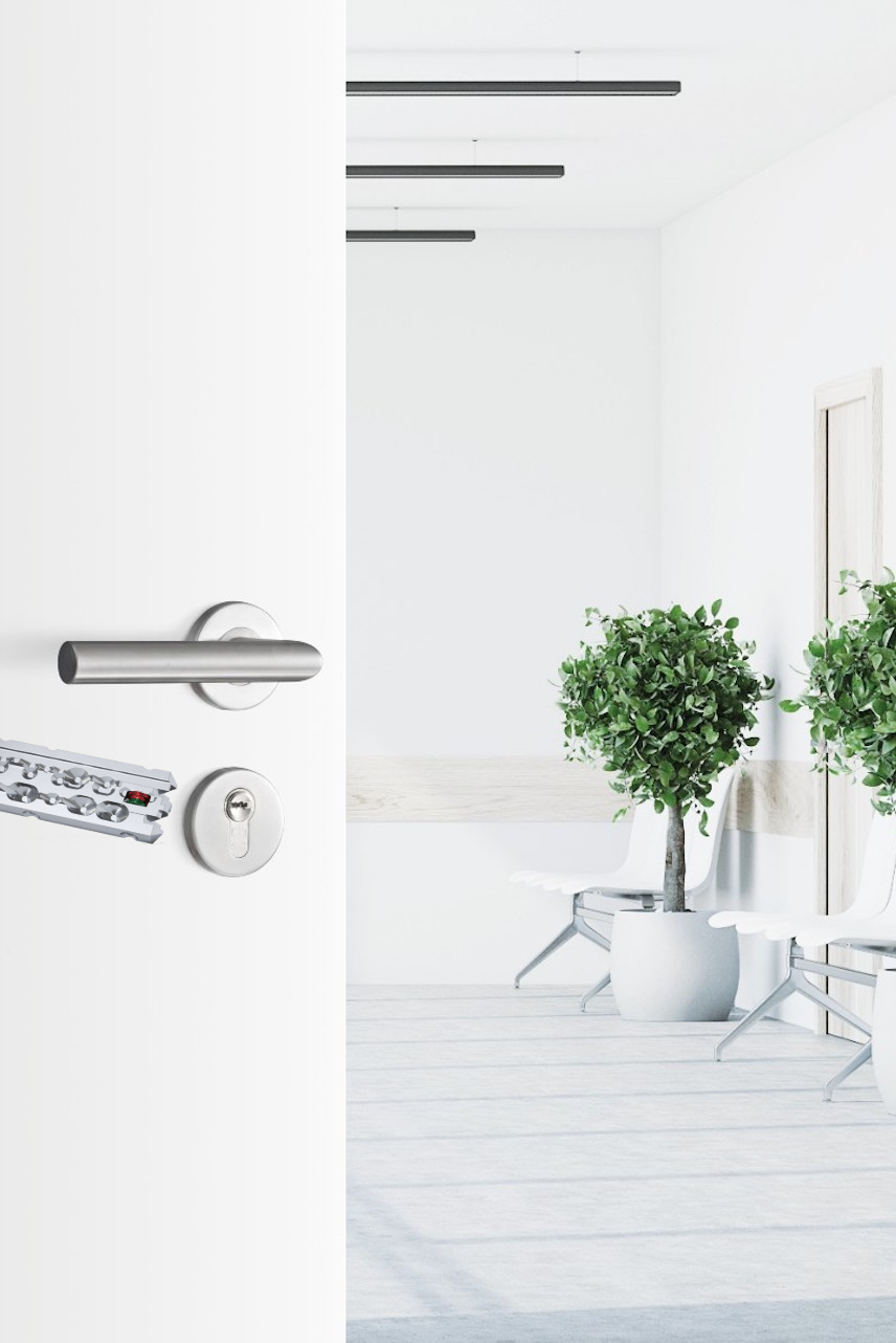 door open with key and office background