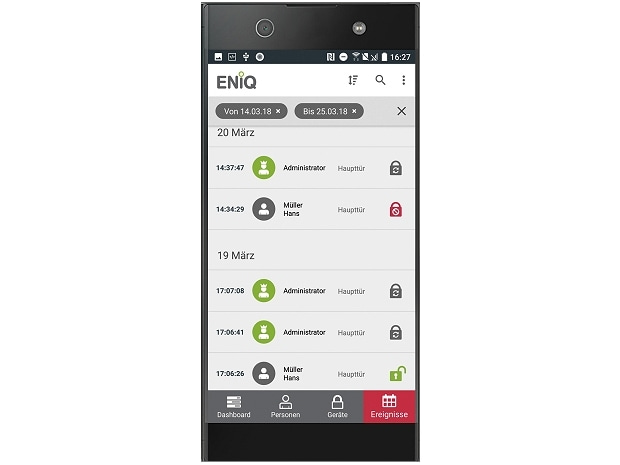 ENiQ App Ereignisse