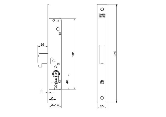 MCM 1449 - Single Point Mortise Lock - DOM-MCM, Metalúrgica Cerrajera ...