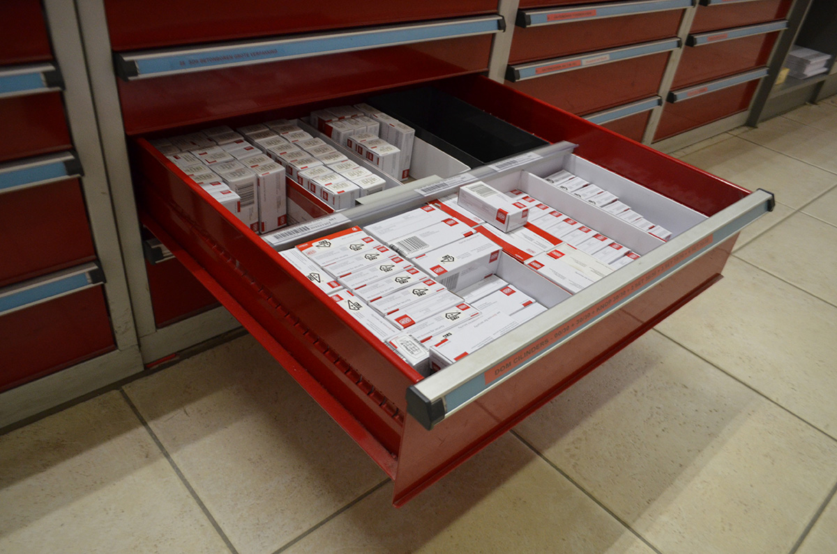 cabinet drawer open and held with Ultra Track