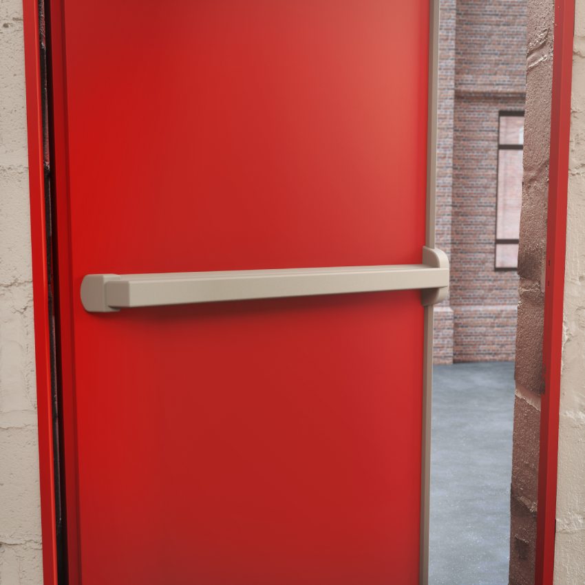 Porte en acier avec barre antipanique