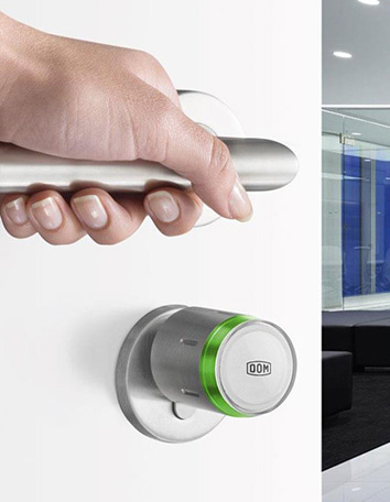 EasyFlex cylinder on an open office door